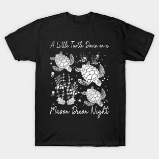 A Little Turtle Dovin on a Mason Dixon Night Turtle Flower T-Shirt